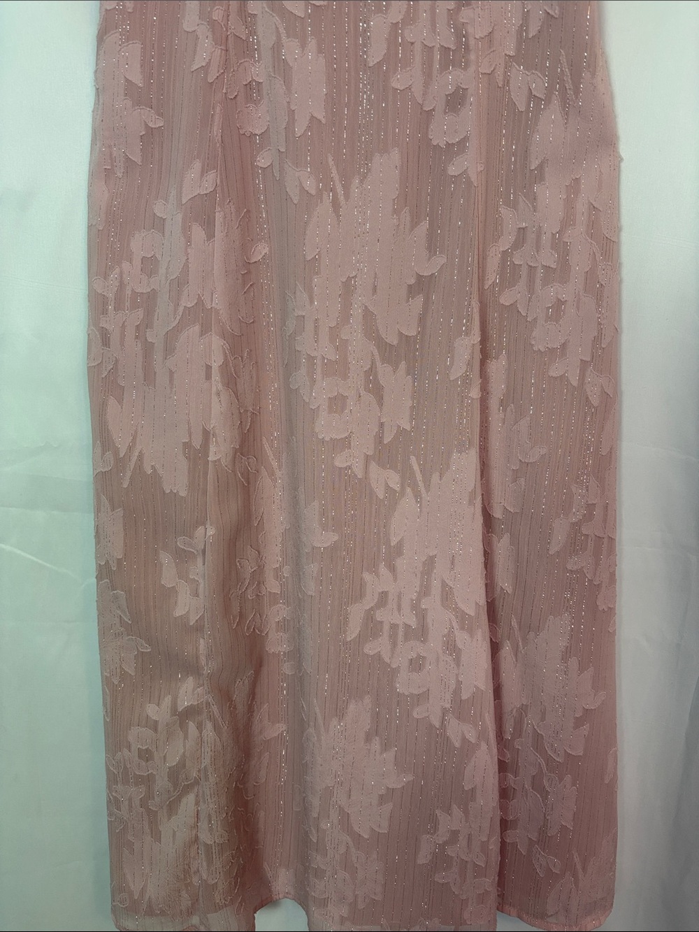 LULUS Loveliest Looks Blush Pink Floral Jacquard Tie-Strap Midi Dress Size S - Picture 8 of 13
